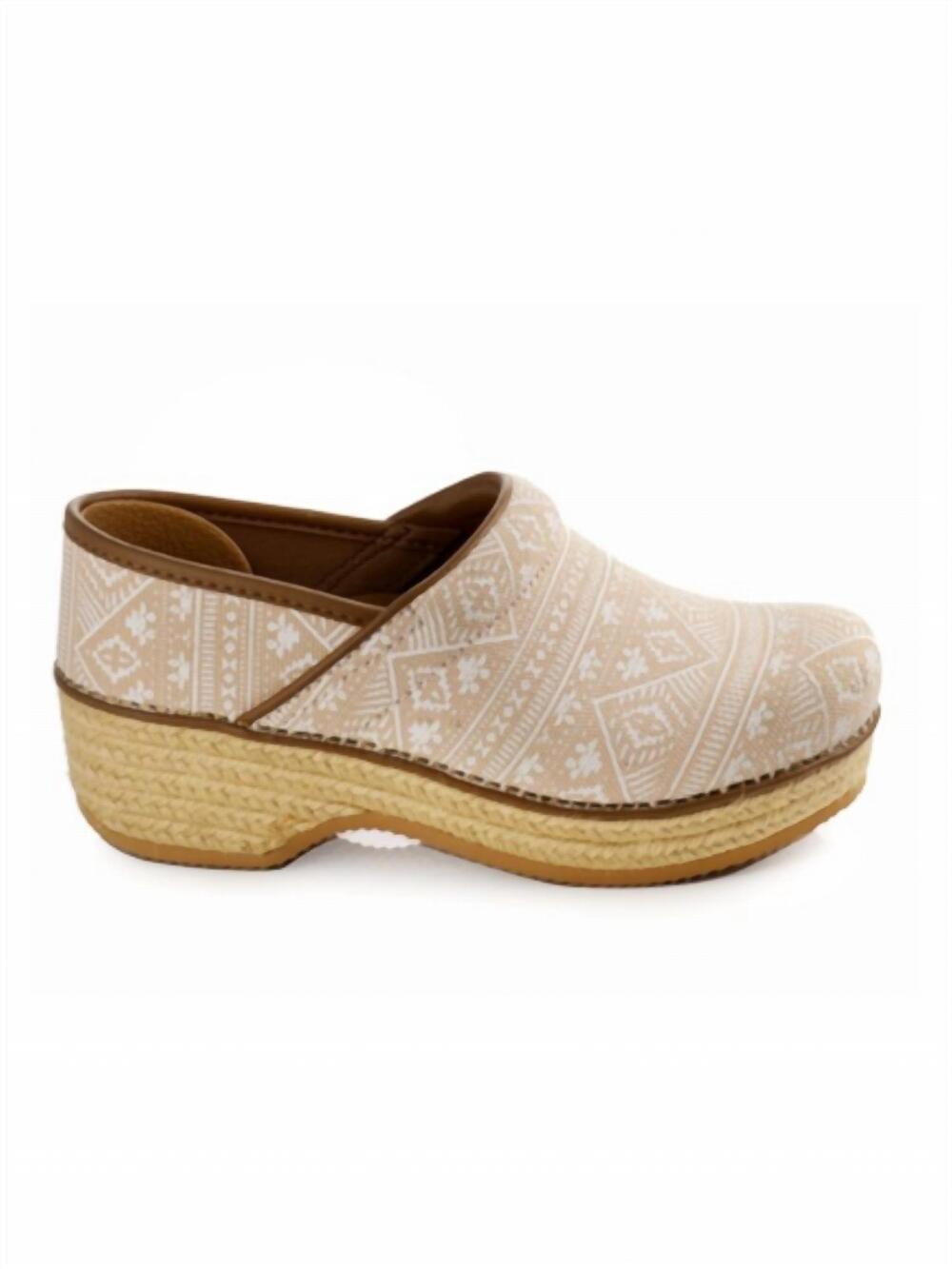 NEW DANSKO women's jute pro canvas clogs in ikat